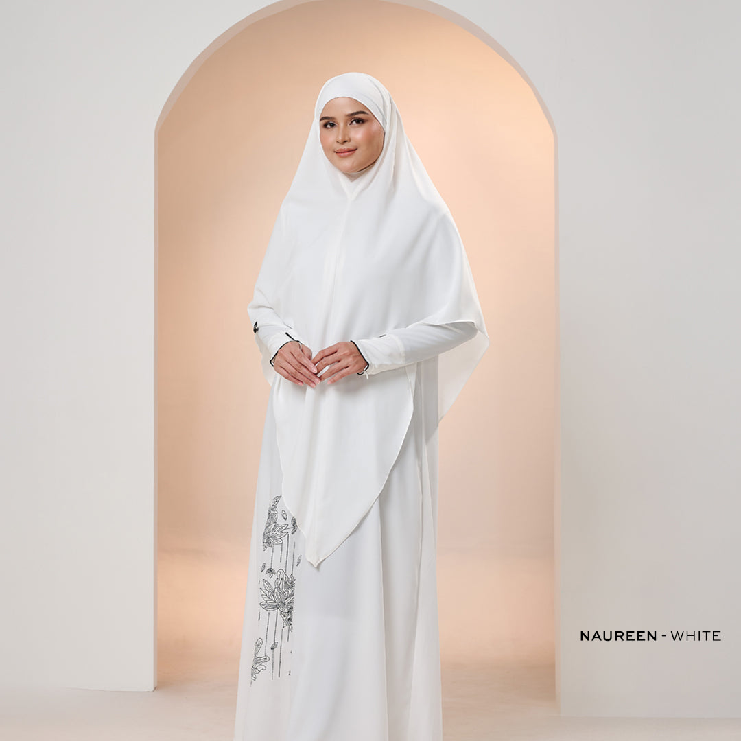 Gerai Hawa - Best Seller Naureen Abaya Set - Monochrome Bloom - Madah Samudra - Eid Collection