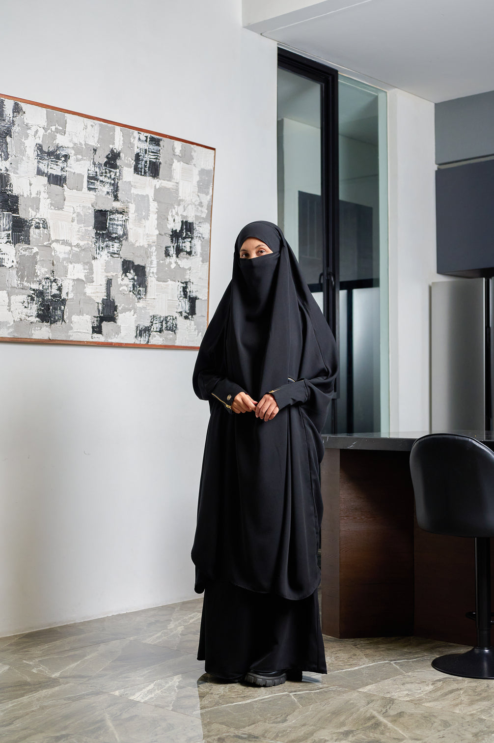 Gerai Hawa - Ruwaa French Khimar Set Rok Syar’i Haji & Umroh Daily, Polos, Kantong Resleting, & Wudhu Friendly Bahan Milwaukee Premium - Metamorfosa Collection