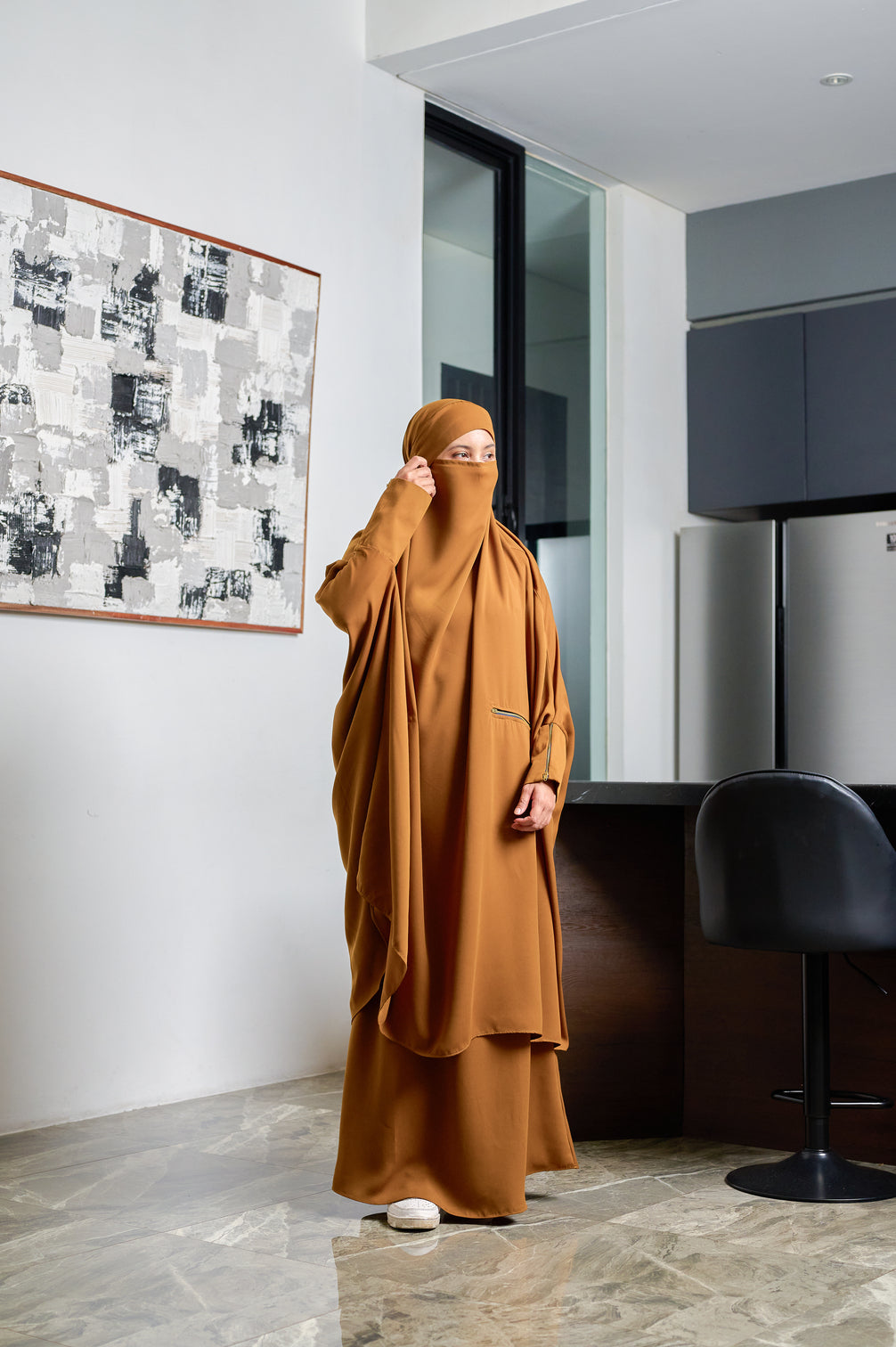 Gerai Hawa - Ruwaa French Khimar Set Rok Syar’i Haji & Umroh Daily, Polos, Kantong Resleting, & Wudhu Friendly Bahan Milwaukee Premium - Metamorfosa Collection