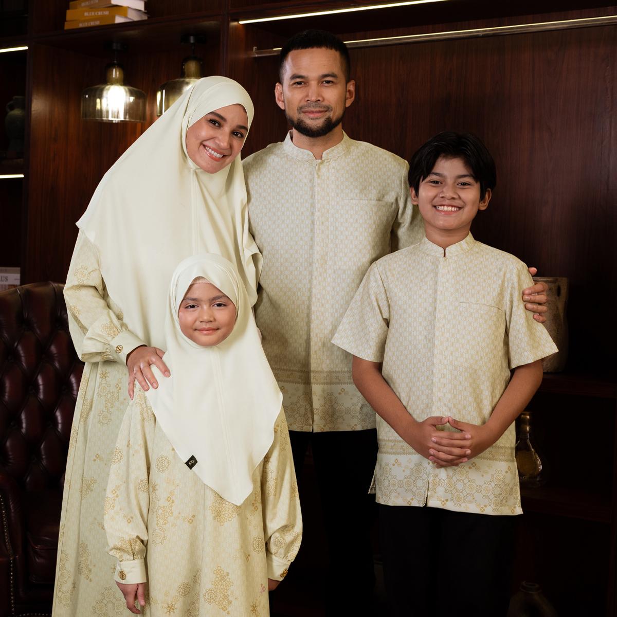 Raya Collection - Gerai Hawa Family Set 5 Sarimbit Eid Exclusive Motif Metamorphose baju lebaran 2026 keluarga - Light's Embrace Edition - Bayti Serenity