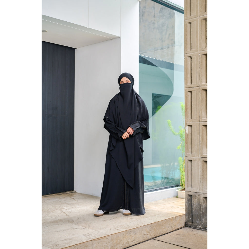 Gerai Hawa - Ghazea Gamis Abaya Elegan Set French Khimar One Set Haji & Umroh