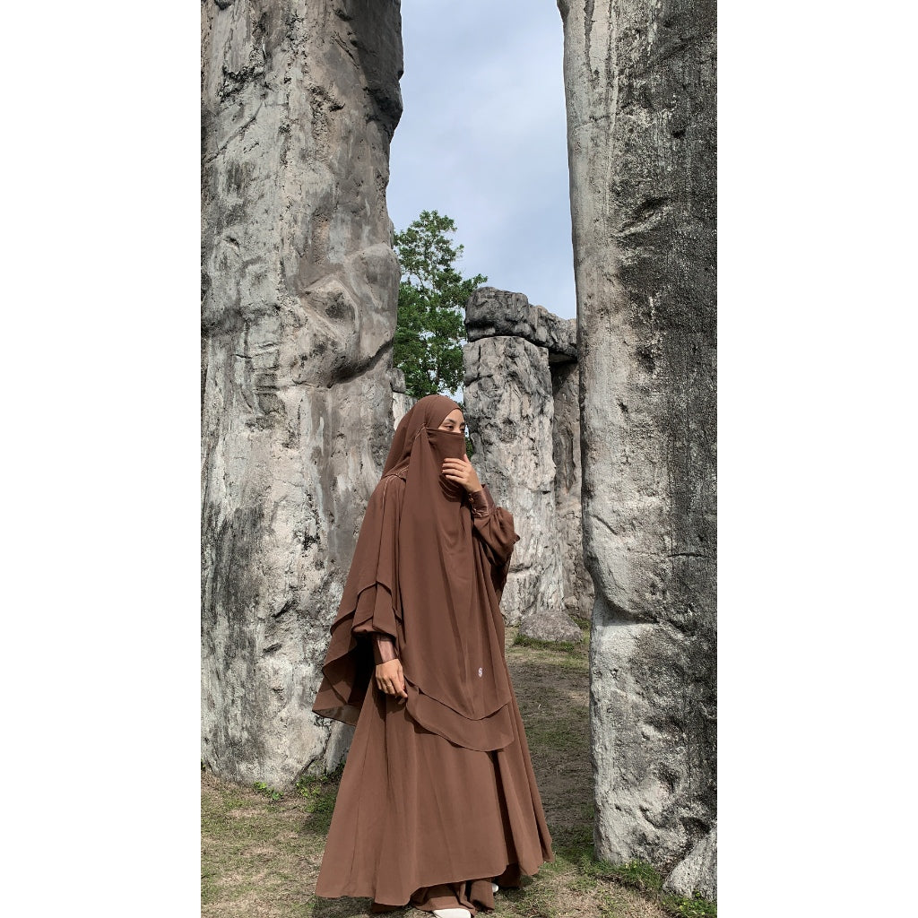 Gerai Hawa - Shayma Gamis & Abaya Elegan Set Hijab French Khimar One Set Akad, Kajian, Haji, & Umroh