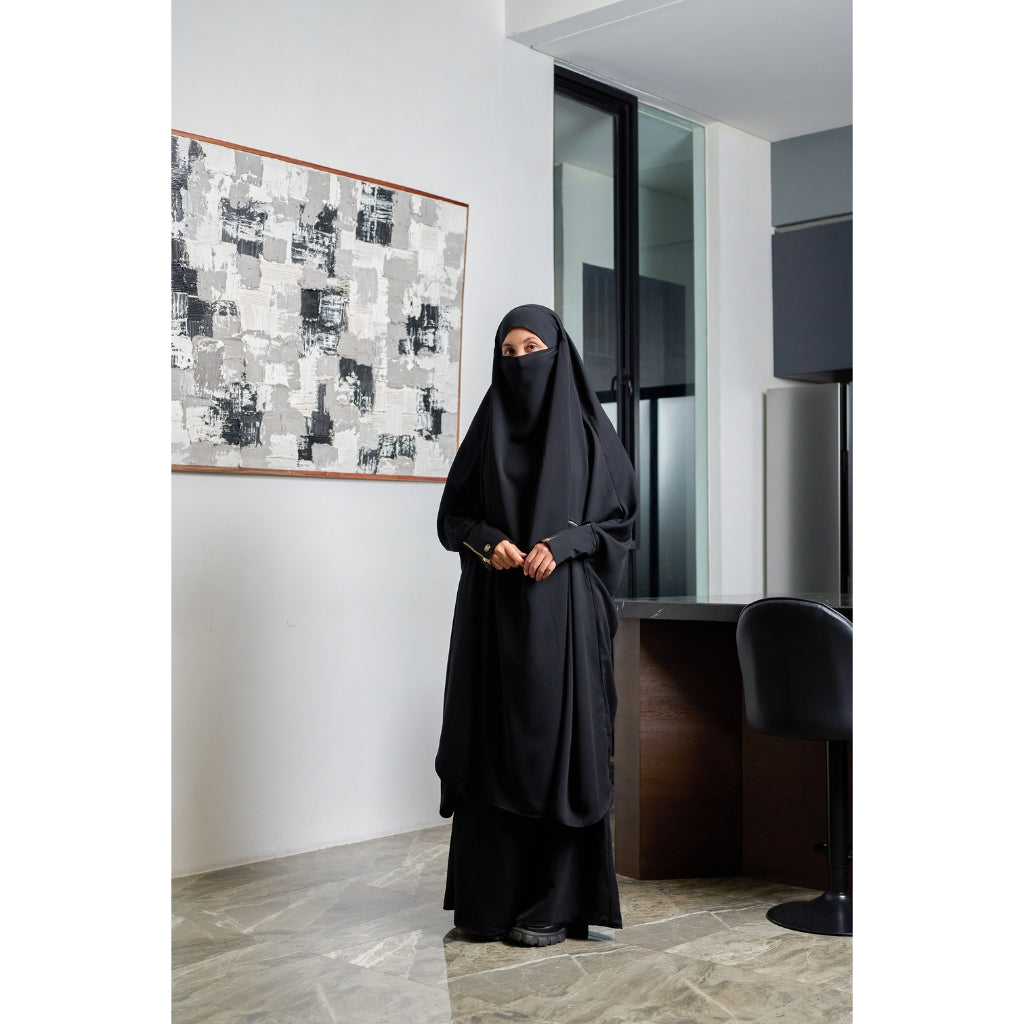 Gerai Hawa - Ruwaa Setelan French Khimar Rok One Set Akad, Kajian, Haji, & Umroh