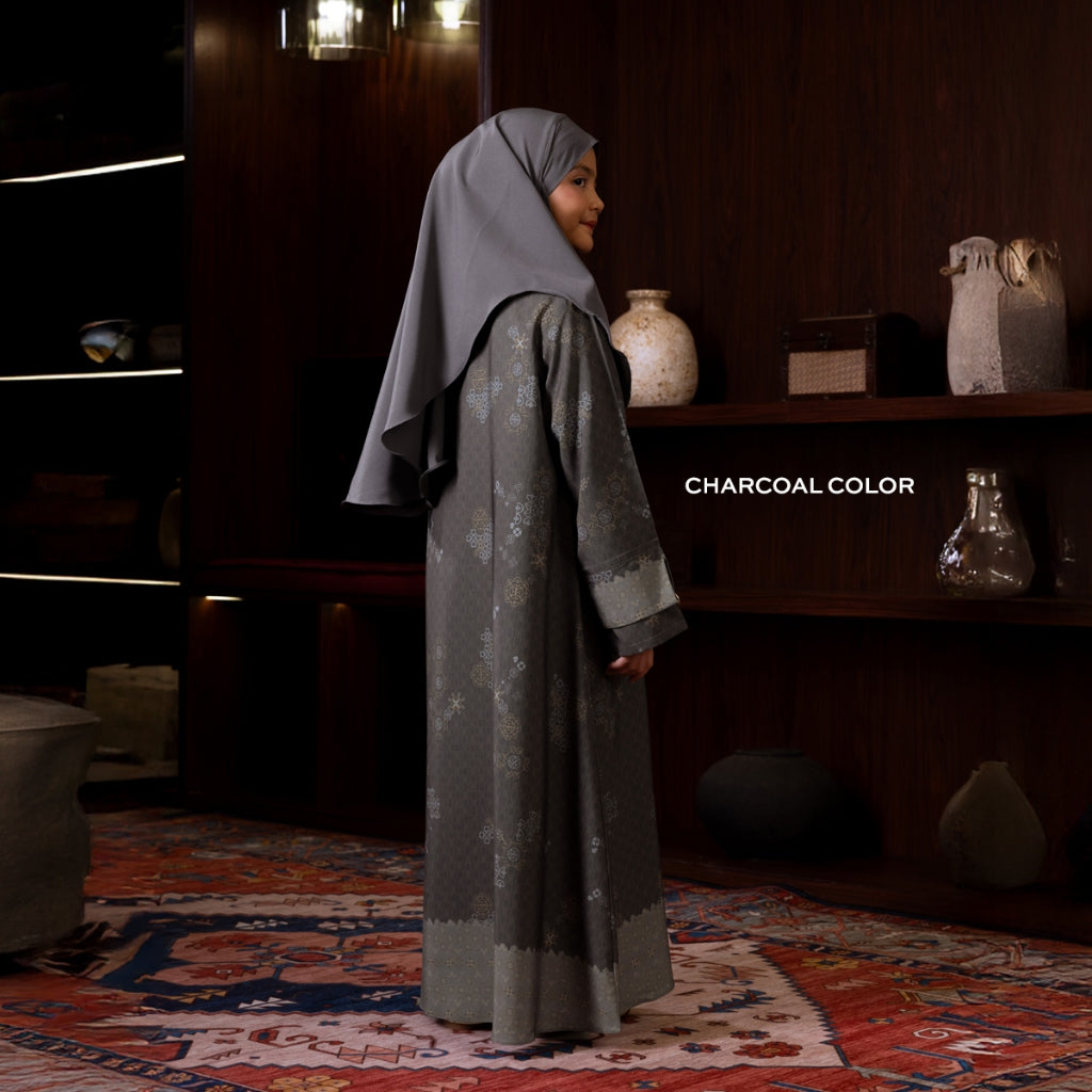 Raya Collection - Gerai Hawa - Tazura Gamis Dress Abaya Anak Perempuan Set French Khimar Exclusive Motif Metamorphose - Light's Embrace Edition - Bayti Serenity