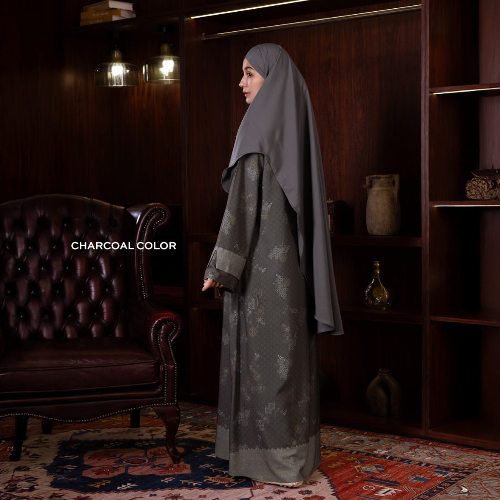 Raya Collection - Gerai Hawa - Tameera Gamis Dress Abaya Set French Khimar Exclusive Motif Metamorphose - Light's Embrace Edition - Bayti Serenity