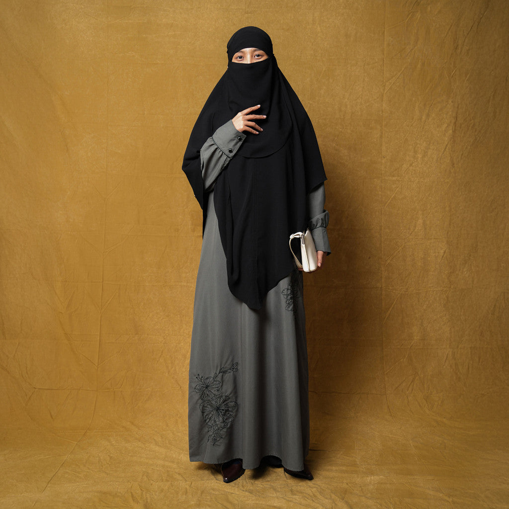 Raya Collection - Gerai Hawa - Family Set 6 - Sarimbit Eid/ Lebaran Bordir Bunga & Bisban - Silent Bloom Edition - Bayti Serenity