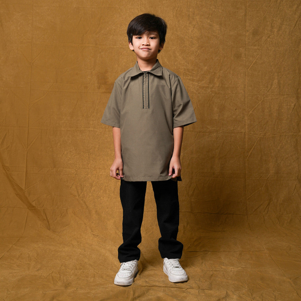 Raya Collection - Gerai Hawa - Family Set 6 - Dawam Baju Kemeja Koko Anak - Bayti Serenity - Silent Bloom Edition